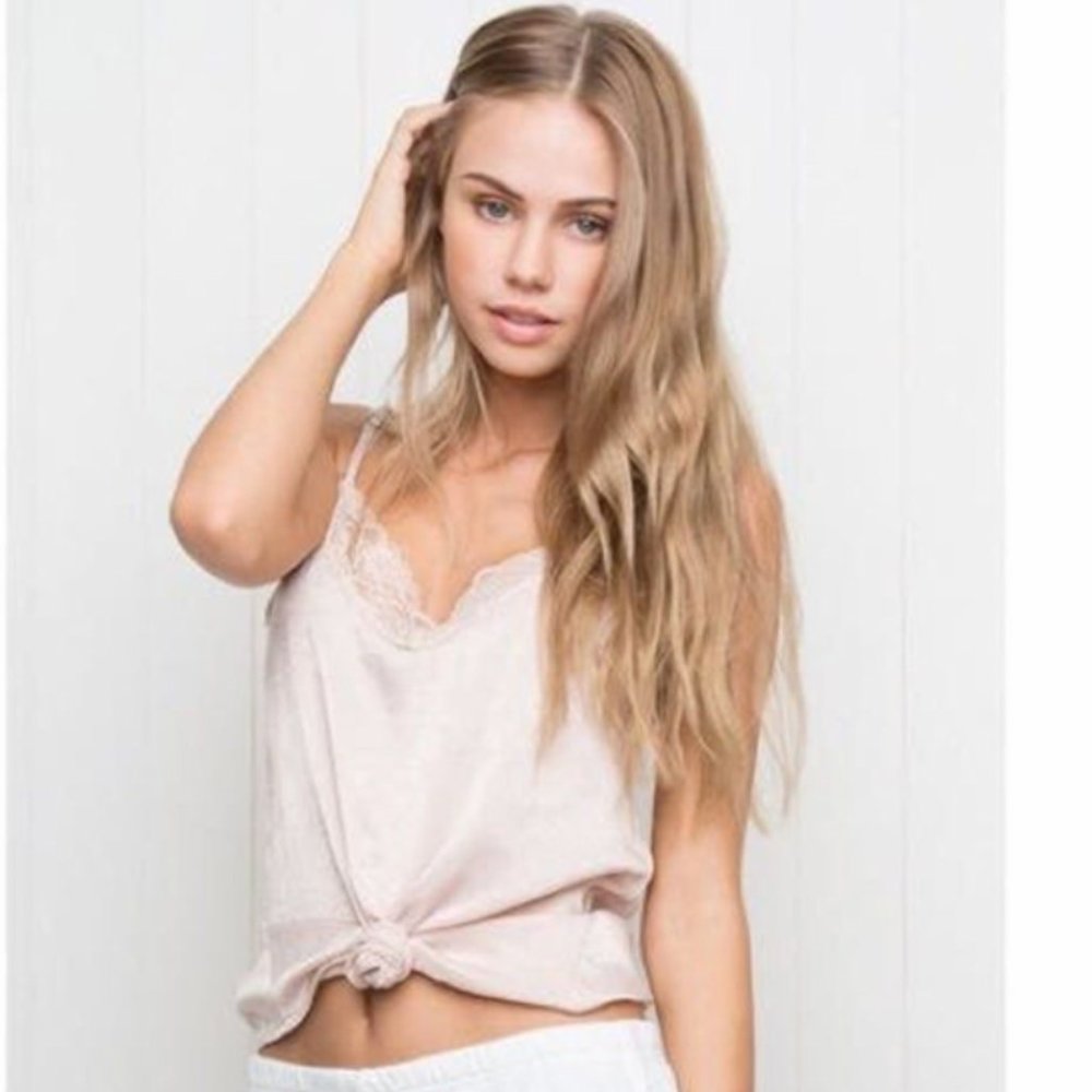 brandy melville blush pink satin tank